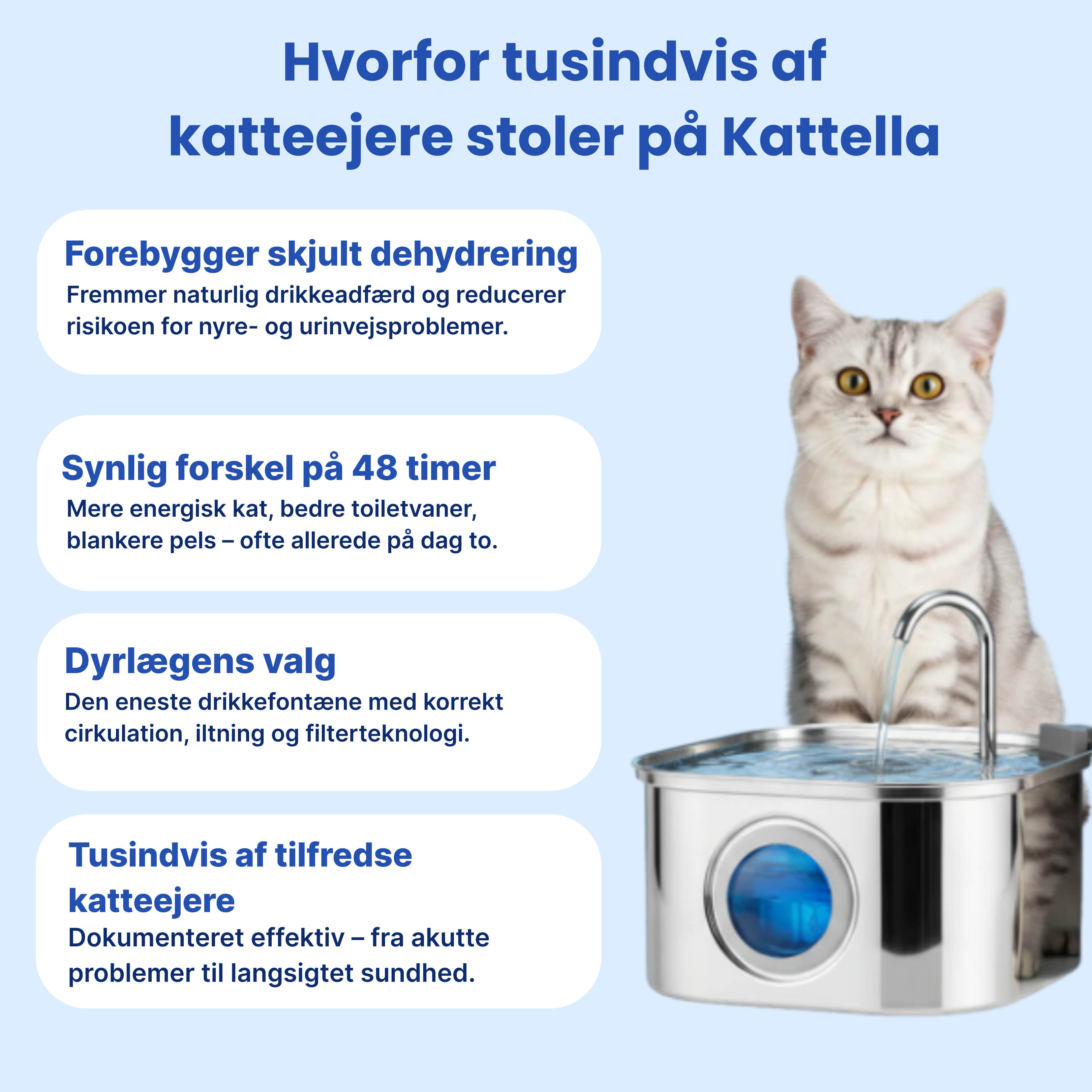 Kattellas vandfontæner i rustfrit stål